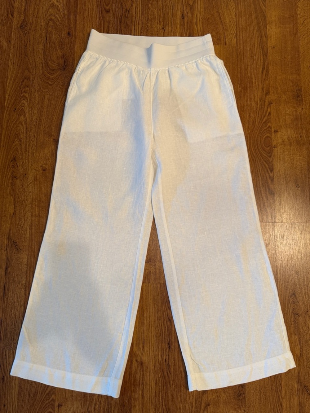 Soft Surroundings White Wide-Leg 100% Linen  Pants - Picture 2 of 8